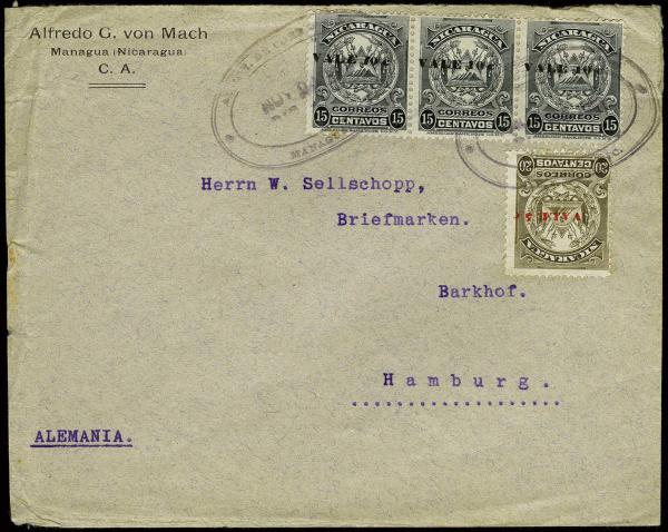 Lote 4073 - Sellos y sobres extranjeros - HR Harmer Inc. Venta 3032 Colección Bill Byerley de Nicaragua