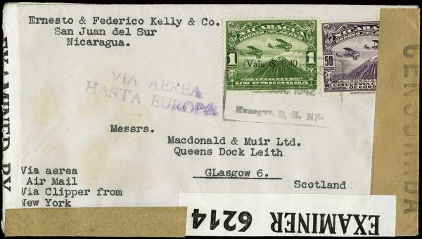 Lote 4118 - Sellos y sobres extranjeros - HR Harmer Inc. Venta 3032 Colección Bill Byerley de Nicaragua