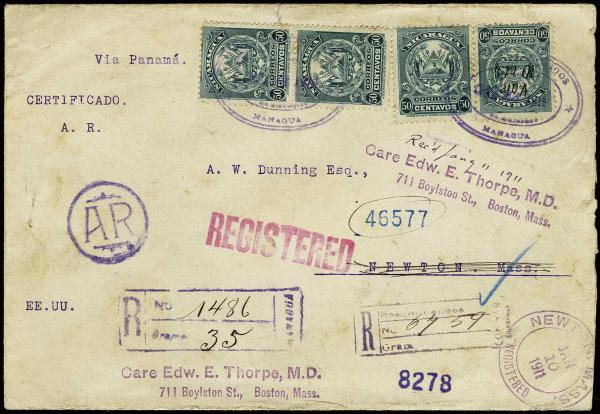 Lote 4068 - Sellos y sobres extranjeros - HR Harmer Inc. Venta 3032 Colección Bill Byerley de Nicaragua