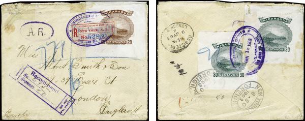 Lote 4056 - Sellos y sobres extranjeros - HR Harmer Inc. Venta 3032 Colección Bill Byerley de Nicaragua