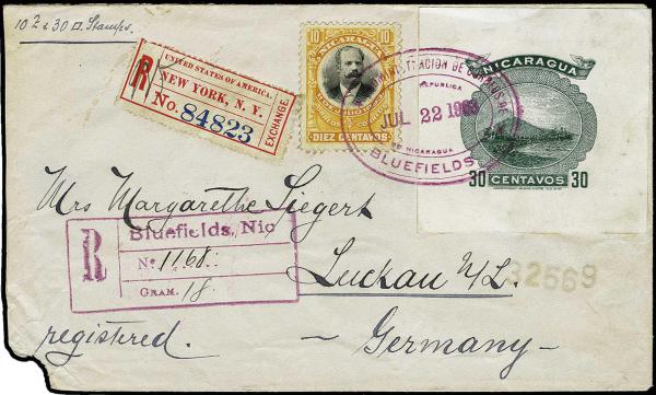 Lote 4057 - Sellos y sobres extranjeros - HR Harmer Inc. Venta 3032 Colección Bill Byerley de Nicaragua