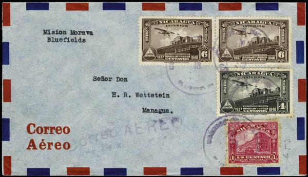 Lote 4119 - Sellos y sobres extranjeros - HR Harmer Inc. Venta 3032 Colección Bill Byerley de Nicaragua