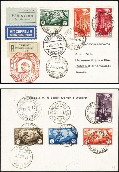Lot 3371 - United States and Foreign Airmail Covers Foreign Zeppelin Flights -  H. R. Harmer Inc United States and Worldwide Stamps, Covers, and Collections