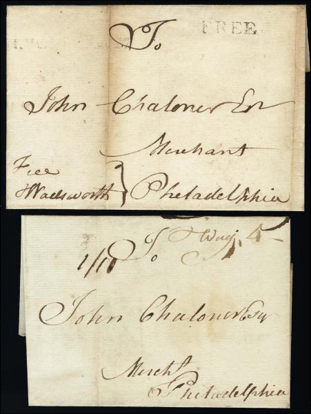 Lot 3329 - united states postal history Stampless Covers - Free Franks -  H. R. Harmer Inc United States and Worldwide Stamps, Covers, and Collections