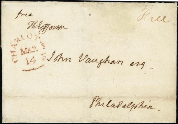 Lot 3286 - united states postal history Stampless Covers - Free Franks -  H. R. Harmer Inc United States and Worldwide Stamps, Covers, and Collections