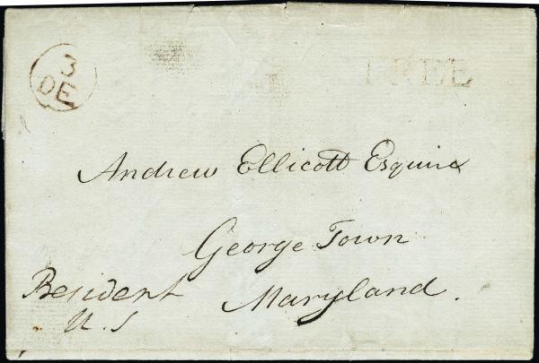 Lot 3285 - united states postal history Stampless Covers - Free Franks -  H. R. Harmer Inc United States and Worldwide Stamps, Covers, and Collections