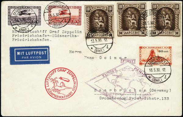 Lot 3368 - United States and Foreign Airmail Covers Foreign Zeppelin Flights -  H. R. Harmer Inc United States and Worldwide Stamps, Covers, and Collections