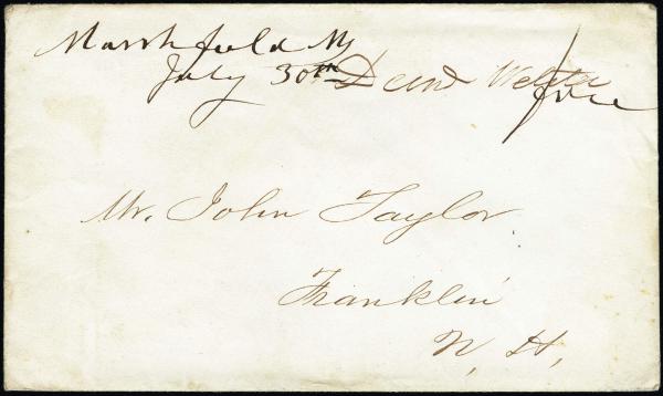 Lot 3334 - united states postal history Stampless Covers - Free Franks -  H. R. Harmer Inc United States and Worldwide Stamps, Covers, and Collections