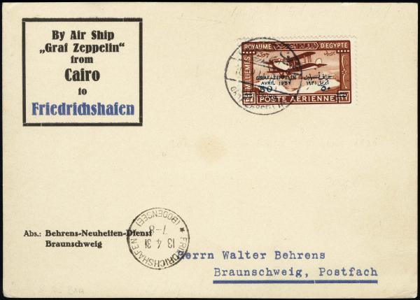 Lot 3358 - United States and Foreign Airmail Covers Foreign Zeppelin Flights -  H. R. Harmer Inc United States and Worldwide Stamps, Covers, and Collections