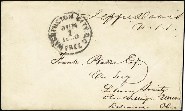 Lot 3316 - united states postal history Stampless Covers - Free Franks -  H. R. Harmer Inc United States and Worldwide Stamps, Covers, and Collections