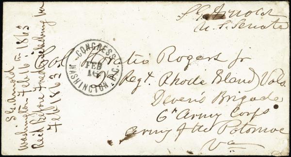 Lot 3311 - united states postal history Stampless Covers - Free Franks -  H. R. Harmer Inc United States and Worldwide Stamps, Covers, and Collections