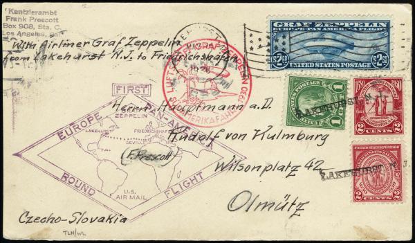 Lot 3353 - united states postal history U.S. Zeppelin Flights -  H. R. Harmer Inc United States and Worldwide Stamps, Covers, and Collections