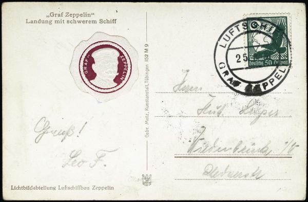 Lot 3364 - United States and Foreign Airmail Covers Foreign Zeppelin Flights -  H. R. Harmer Inc United States and Worldwide Stamps, Covers, and Collections