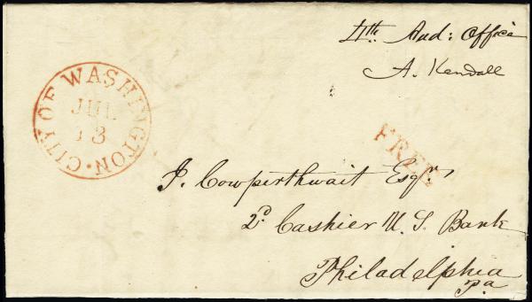 Lot 3320 - united states postal history Stampless Covers - Free Franks -  H. R. Harmer Inc United States and Worldwide Stamps, Covers, and Collections