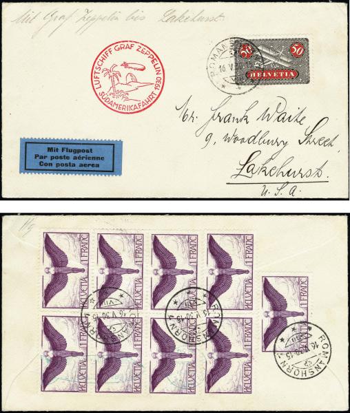 Lot 3370 - United States and Foreign Airmail Covers Foreign Zeppelin Flights -  H. R. Harmer Inc United States and Worldwide Stamps, Covers, and Collections