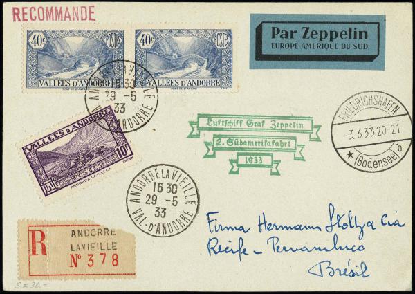 Lot 3356 - United States and Foreign Airmail Covers Foreign Zeppelin Flights -  H. R. Harmer Inc United States and Worldwide Stamps, Covers, and Collections