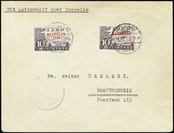 Lot 3359 - United States and Foreign Airmail Covers Foreign Zeppelin Flights -  H. R. Harmer Inc United States and Worldwide Stamps, Covers, and Collections