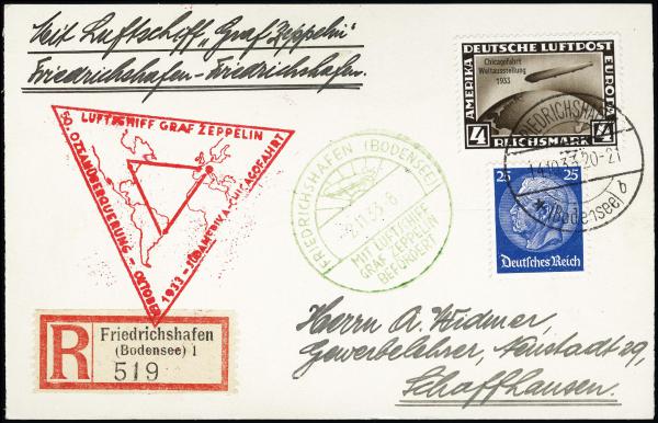 Lot 3363 - United States and Foreign Airmail Covers Foreign Zeppelin Flights -  H. R. Harmer Inc United States and Worldwide Stamps, Covers, and Collections