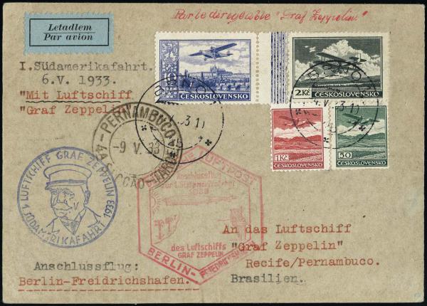 Lot 3357 - United States and Foreign Airmail Covers Foreign Zeppelin Flights -  H. R. Harmer Inc United States and Worldwide Stamps, Covers, and Collections