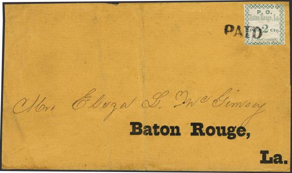 Lot 93 - Confederate States of America Postal History Confederate Postmasters Provisionals -  H. R. Harmer Inc January 26, 2022: “Erivan” Collection Part VI