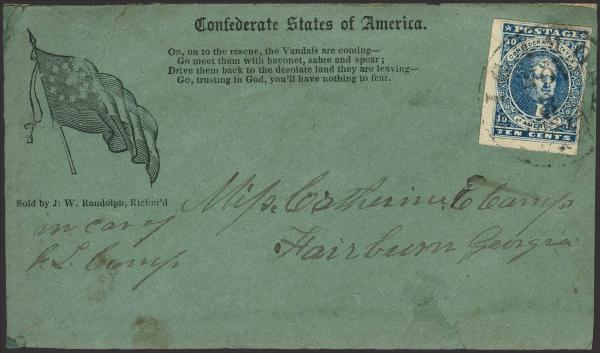 Lot 126 - Confederate States of America Postal History Confederate States General Issues - H. R. Harmer Inc January 26, 2022: “Erivan” Collection Part VI Lot 126 - Confederate States of America Postal History Confederate States General Issues - H. R. Harmer Inc January 26, 2022: “Erivan” Collection Part VI
