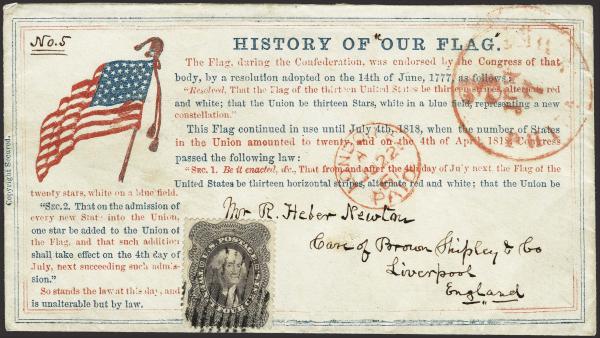 Lot 73 - united states postal history Civil War Covers - Union Patriotic Covers - H. R. Harmer Inc January 26, 2022: “Erivan” Collection Part VI Lot 73 - united states postal history Civil War Covers - Union Patriotic Covers - H. R. Harmer Inc January 26, 2022: “Erivan” Collection Part VI
