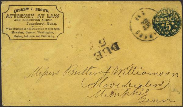 Lot 104 - Confederate States of America Postal History Confederate Postmasters Provisionals - H. R. Harmer Inc January 26, 2022: “Erivan” Collection Part VI Lot 104 - Confederate States of America Postal History Confederate Postmasters Provisionals - H. R. Harmer Inc January 26, 2022: “Erivan” Collection Part VI