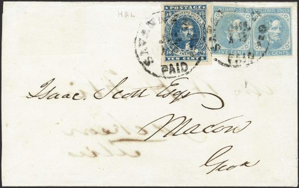 Lot 128 - Confederate States of America Postal History Confederate States General Issues - H. R. Harmer Inc January 26, 2022: “Erivan” Collection Part VI Lot 128 - Confederate States of America Postal History Confederate States General Issues - H. R. Harmer Inc January 26, 2022: “Erivan” Collection Part VI