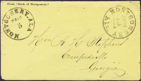 Lot 113 - Confederate States of America Postal History Confederate Postmasters Provisionals - H. R. Harmer Inc January 26, 2022: “Erivan” Collection Part VI Lot 113 - Confederate States of America Postal History Confederate Postmasters Provisionals - H. R. Harmer Inc January 26, 2022: “Erivan” Collection Part VI