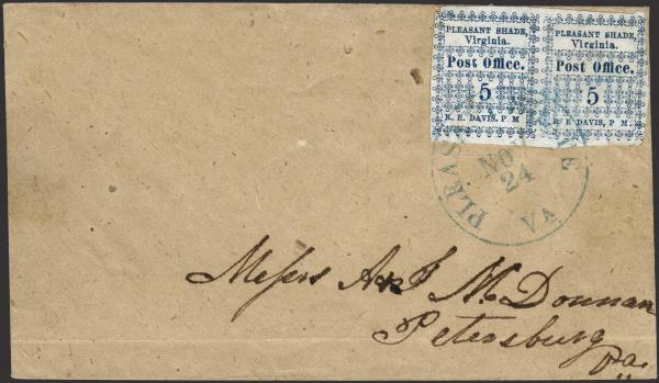 Lot 118 - Confederate States of America Postal History Confederate Postmasters Provisionals - H. R. Harmer Inc January 26, 2022: “Erivan” Collection Part VI Lot 118 - Confederate States of America Postal History Confederate Postmasters Provisionals - H. R. Harmer Inc January 26, 2022: “Erivan” Collection Part VI