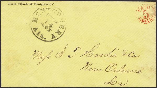 Lot 108 - Confederate States of America Postal History Confederate Postmasters Provisionals - H. R. Harmer Inc January 26, 2022: “Erivan” Collection Part VI Lot 108 - Confederate States of America Postal History Confederate Postmasters Provisionals - H. R. Harmer Inc January 26, 2022: “Erivan” Collection Part VI