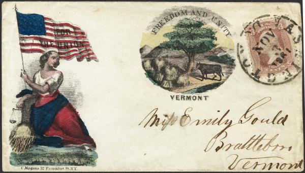 Lot 81 - united states postal history Civil War Covers - Union Patriotic Covers -  H. R. Harmer Inc January 26, 2022: “Erivan” Collection Part VI