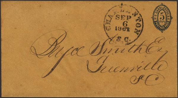Lot 95 - Confederate States of America Postal History Confederate Postmasters Provisionals -  H. R. Harmer Inc January 26, 2022: “Erivan” Collection Part VI