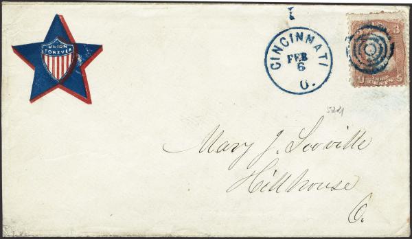 Lot 91 - united states postal history Civil War Covers - Union Patriotic Covers -  H. R. Harmer Inc January 26, 2022: “Erivan” Collection Part VI