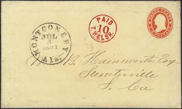 Lot 110 - Confederate States of America Postal History Confederate Postmasters Provisionals - H. R. Harmer Inc January 26, 2022: “Erivan” Collection Part VI Lot 110 - Confederate States of America Postal History Confederate Postmasters Provisionals - H. R. Harmer Inc January 26, 2022: “Erivan” Collection Part VI