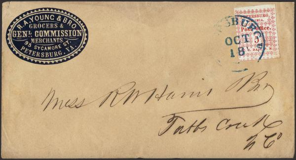 Lot 116 - Confederate States of America Postal History Confederate Postmasters Provisionals - H. R. Harmer Inc January 26, 2022: “Erivan” Collection Part VI Lot 116 - Confederate States of America Postal History Confederate Postmasters Provisionals - H. R. Harmer Inc January 26, 2022: “Erivan” Collection Part VI