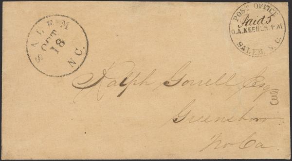 Lot 119 - Confederate States of America Postal History Confederate Postmasters Provisionals - H. R. Harmer Inc January 26, 2022: “Erivan” Collection Part VI Lot 119 - Confederate States of America Postal History Confederate Postmasters Provisionals - H. R. Harmer Inc January 26, 2022: “Erivan” Collection Part VI