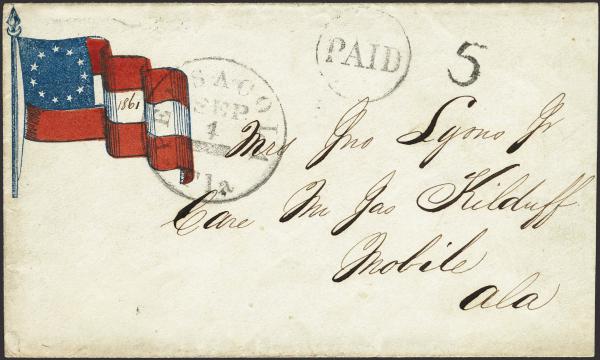 Lot 145 - Confederate States of America Postal History Confederate States Patriotic Covers - H. R. Harmer Inc January 26, 2022: “Erivan” Collection Part VI Lot 145 - Confederate States of America Postal History Confederate States Patriotic Covers - H. R. Harmer Inc January 26, 2022: “Erivan” Collection Part VI