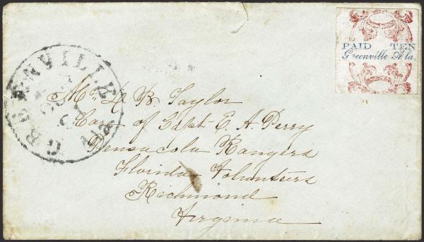 Lot 97 - Confederate States of America Postal History Confederate Postmasters Provisionals -  H. R. Harmer Inc January 26, 2022: “Erivan” Collection Part VI