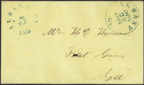 Lot 102 - Confederate States of America Postal History Confederate Postmasters Provisionals - H. R. Harmer Inc January 26, 2022: “Erivan” Collection Part VI Lot 102 - Confederate States of America Postal History Confederate Postmasters Provisionals - H. R. Harmer Inc January 26, 2022: “Erivan” Collection Part VI