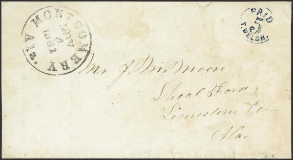 Lot 109 - Confederate States of America Postal History Confederate Postmasters Provisionals - H. R. Harmer Inc January 26, 2022: “Erivan” Collection Part VI Lot 109 - Confederate States of America Postal History Confederate Postmasters Provisionals - H. R. Harmer Inc January 26, 2022: “Erivan” Collection Part VI